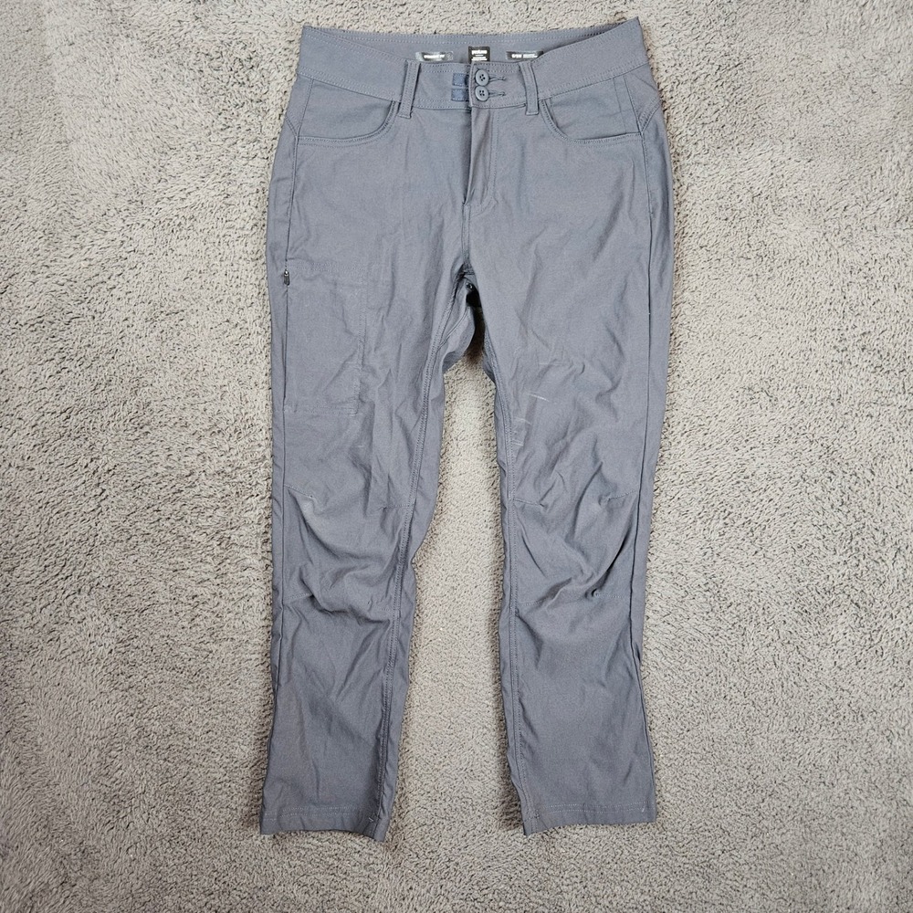 Prana Women 6 Short Gray Straight Fit Hiking Pants Articulated Knee Cargo Pocket